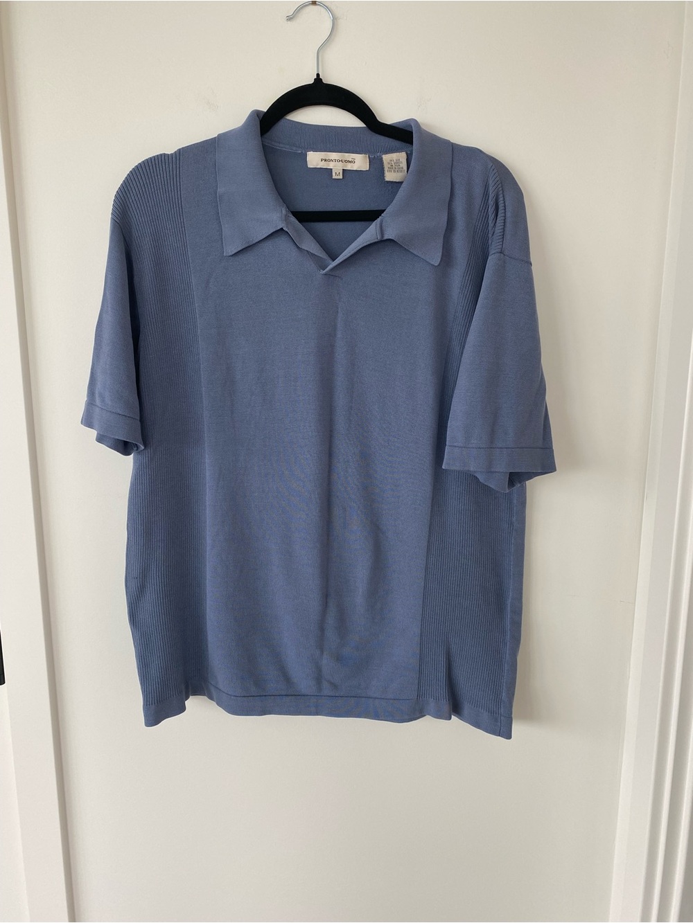 Pronto Uomo Men's Short-Sleeve Silk Polo - Slate Blue